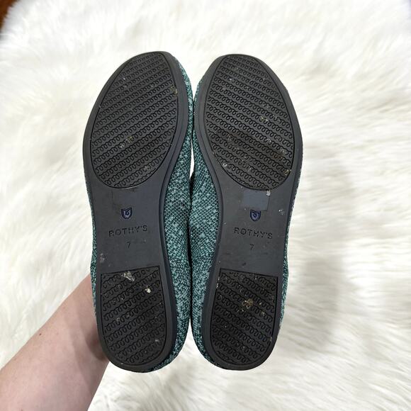 Rothy's Retired The Square Metallic Mirage Zebra Green Slip On Flat Sz 7 - Picture 8 of 8